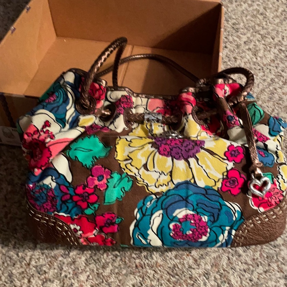 Brighton Floral canvas & leather trim bag
